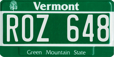 VT license plate ROZ648