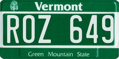 VT license plate ROZ649