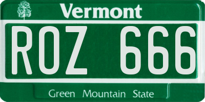 VT license plate ROZ666