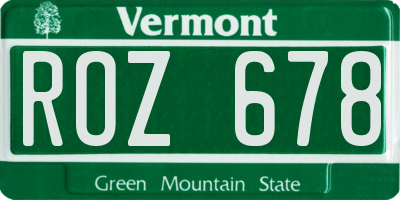 VT license plate ROZ678