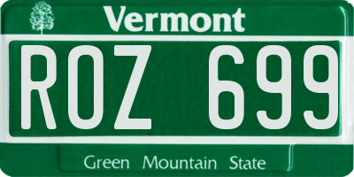VT license plate ROZ699