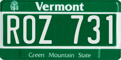 VT license plate ROZ731