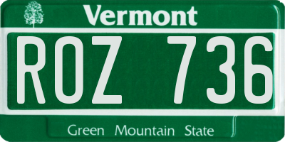 VT license plate ROZ736