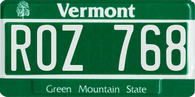 VT license plate ROZ768