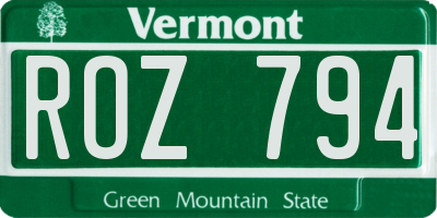 VT license plate ROZ794