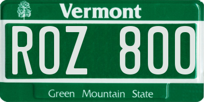 VT license plate ROZ800