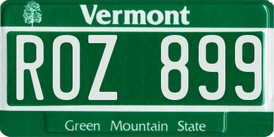 VT license plate ROZ899