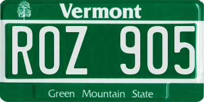 VT license plate ROZ905