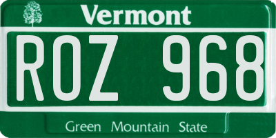 VT license plate ROZ968