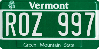 VT license plate ROZ997