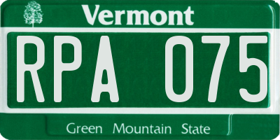 VT license plate RPA075