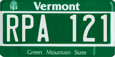 VT license plate RPA121