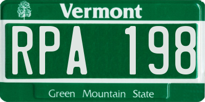 VT license plate RPA198