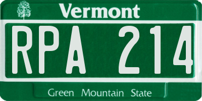 VT license plate RPA214