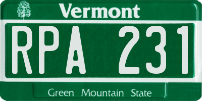 VT license plate RPA231