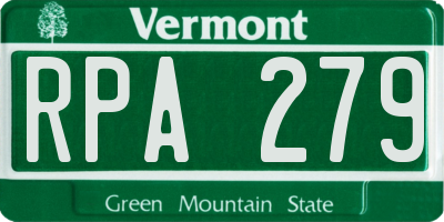 VT license plate RPA279