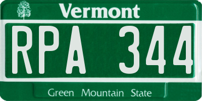 VT license plate RPA344