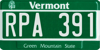 VT license plate RPA391