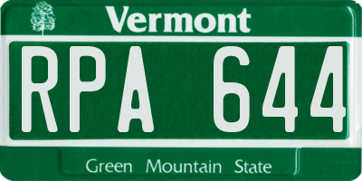 VT license plate RPA644