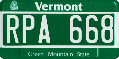 VT license plate RPA668
