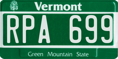 VT license plate RPA699