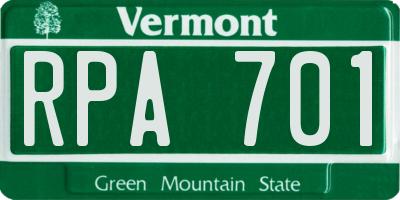 VT license plate RPA701