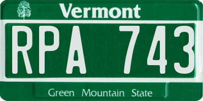 VT license plate RPA743