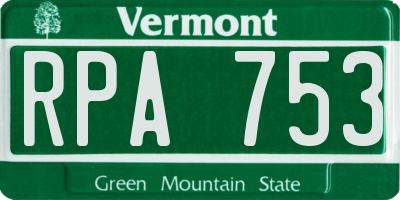VT license plate RPA753