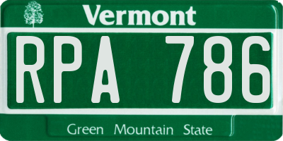 VT license plate RPA786