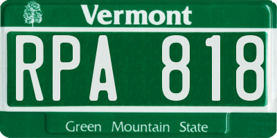 VT license plate RPA818