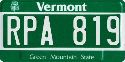 VT license plate RPA819