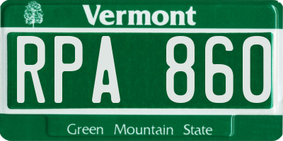 VT license plate RPA860