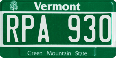 VT license plate RPA930