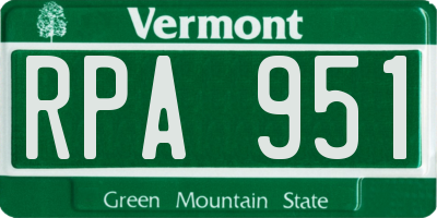 VT license plate RPA951