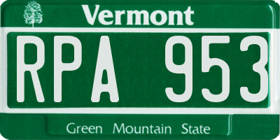 VT license plate RPA953