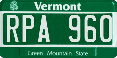 VT license plate RPA960