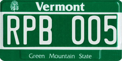 VT license plate RPB005