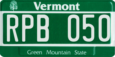 VT license plate RPB050