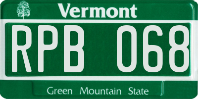 VT license plate RPB068