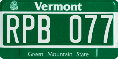 VT license plate RPB077