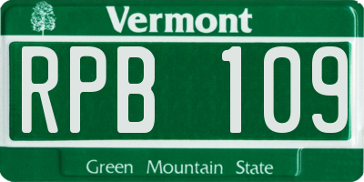 VT license plate RPB109