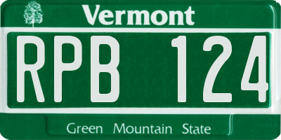 VT license plate RPB124