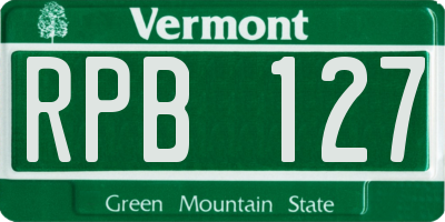 VT license plate RPB127