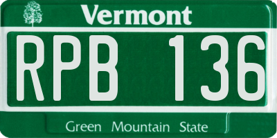 VT license plate RPB136