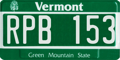 VT license plate RPB153