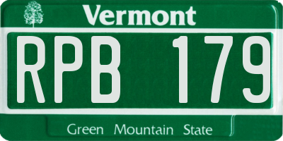 VT license plate RPB179