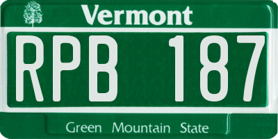 VT license plate RPB187