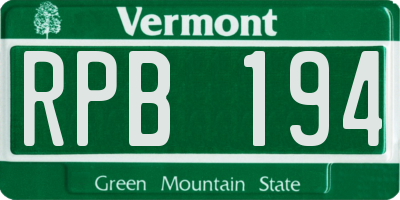VT license plate RPB194