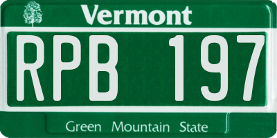 VT license plate RPB197
