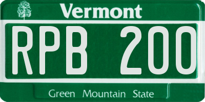 VT license plate RPB200